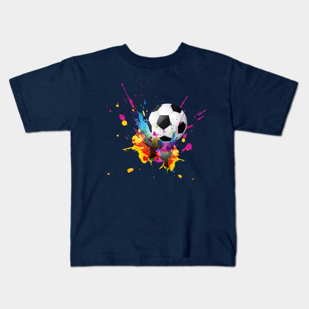 Soccer Paint Splash Kids T-Shirt by letnothingstopyou